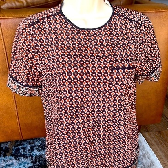 Tory Burch Tops - Women’s Tory Burch Navy/Blue Geometric Print Silk Top 4